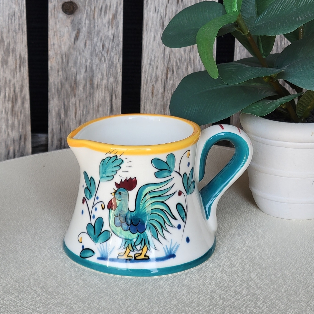 Barnes & Noble Deruta Orvieto Green Roosete Ceramic Flared mug/creamer